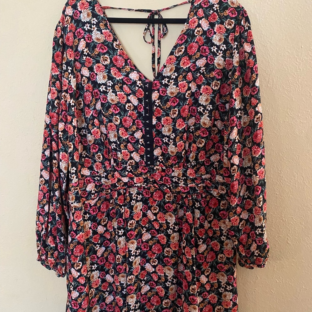 City Chic Black and Red  Floral  Mini Dress